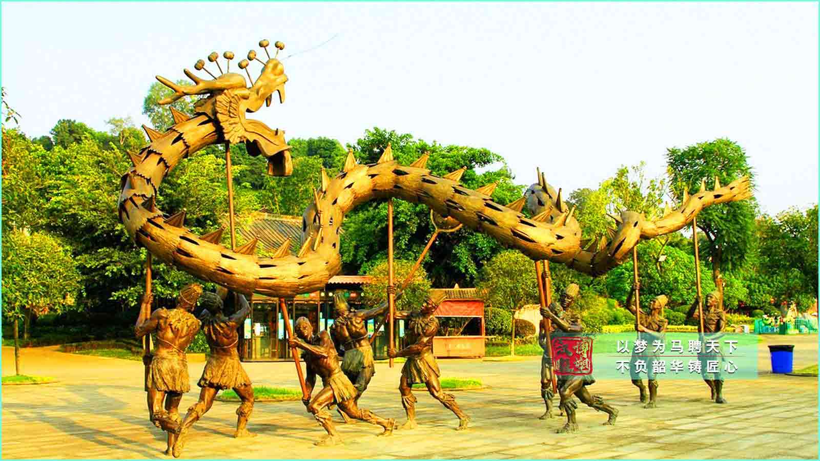 鑄銅民俗舞龍人物雕塑,戶外城市廣場景區(qū)銅雕,雕塑制作源頭工廠